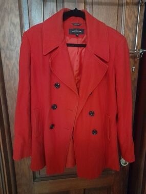 Jones New York Women's Red Double-Breasted Peacoat